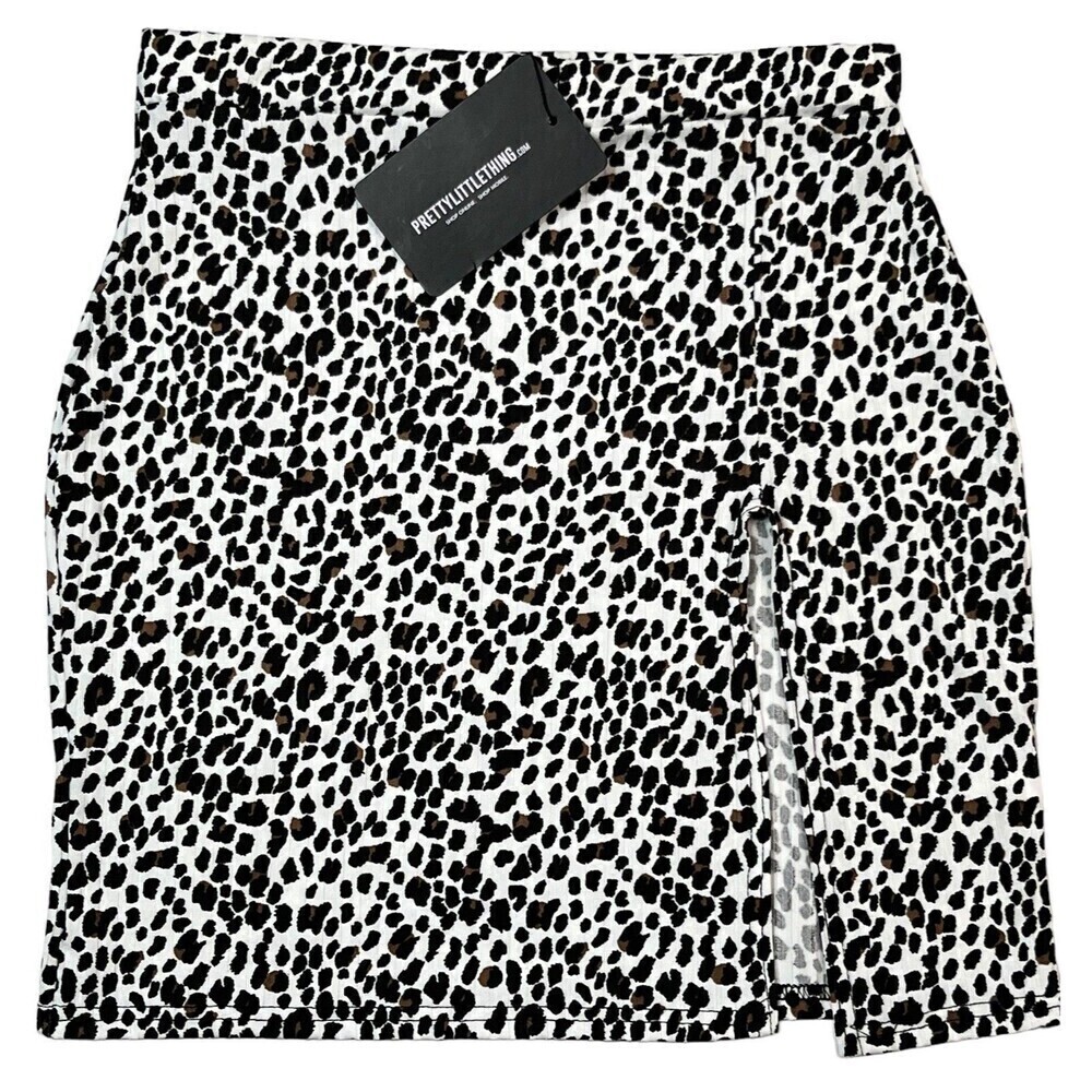 NWT PrettyLittleThing Shape Leopard Print Women’s Pull-On Mini Skirt Size 8